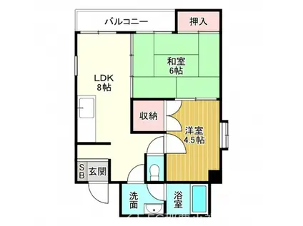 フラッツ浦添(2LDK/3階)の間取り写真