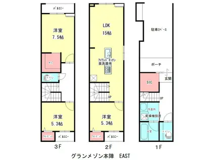 グランメゾン本陣(3LDK/1階)の間取り写真