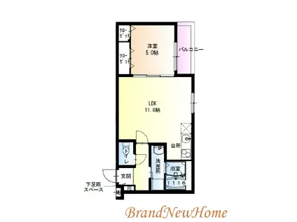 フジパレス百舌鳥駅南V番館(1LDK/1階)の間取り写真