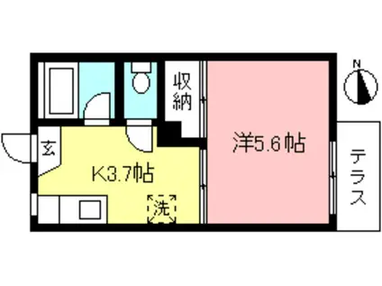 フォーブル石田(1K/1階)の間取り写真