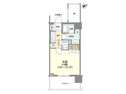 ブランズタワー大船(1K/6階)の間取り写真