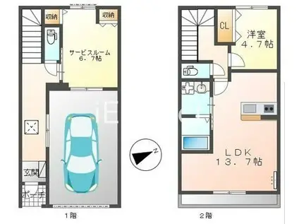 G シエルクレール(1SLDK/1階)の間取り写真