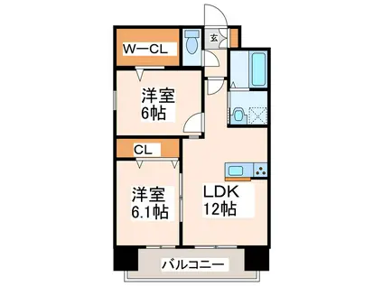 クロノス51新町VI(2LDK/7階)の間取り写真
