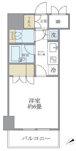 KDXレジデンス日本橋箱崎(1K/3階)の間取り写真