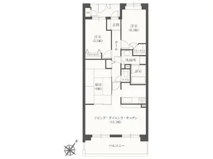 ワイエムレジデンス相模大野(3LDK/3階)の間取り写真