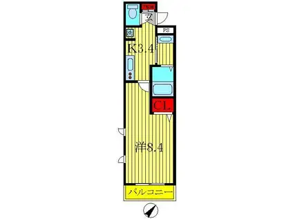 JAM HOME(1K/2階)の間取り写真