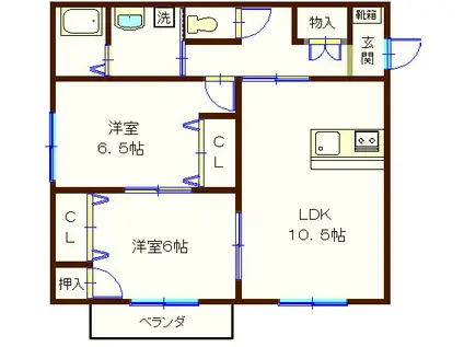 コルトレーン(2LDK/1階)の間取り写真