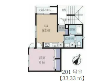 ルピナス生麦(1DK/2階)の間取り写真