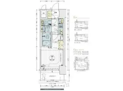 エステムコートディアシティウエスト(1K/9階)の間取り写真