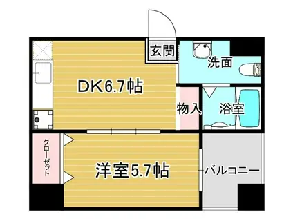 ZERO 千代崎(1DK/9階)の間取り写真