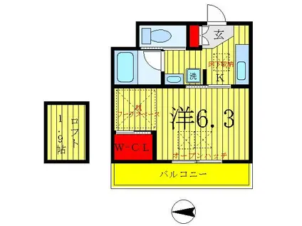 ボナールUSUKURA(1K/3階)の間取り写真