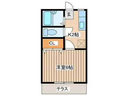 セゾンキタカドII(1K/1階)の間取り写真