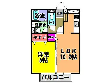 プチ・グリーン 棟(1LDK/1階)の間取り写真