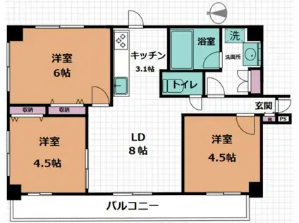 クリオ横浜大通公園ウエスト(3LDK/3階)の間取り写真