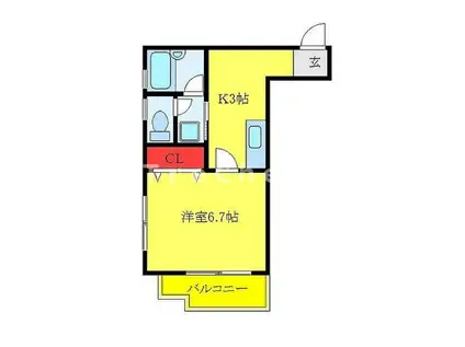 プランドール相澤(1K/3階)の間取り写真