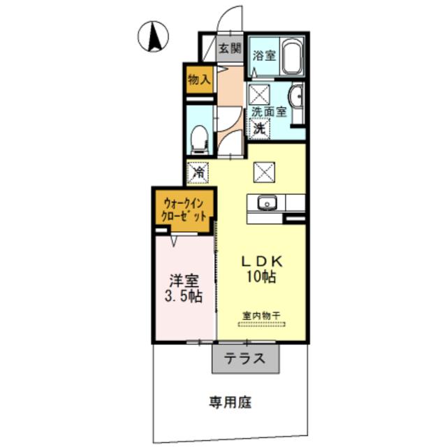 D-ROOM三葛(1LDK/1階)の間取り写真