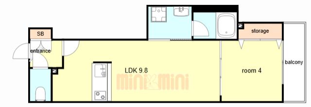 ウェルスクエア西宮(1LDK/1階)の間取り写真