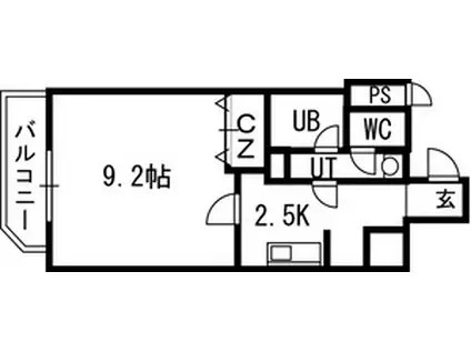スカイヒルズN15(1K/4階)の間取り写真