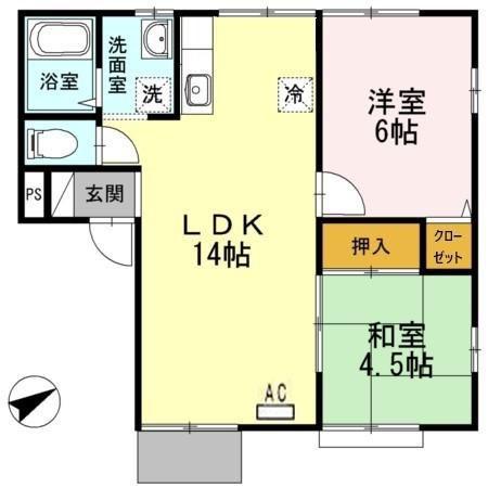 アネックス木場A(2LDK/1階)の間取り写真
