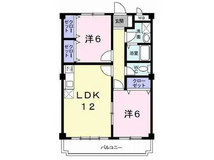 グランデージII番館(2LDK/3階)の間取り写真