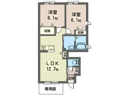 リシェスIII(2LDK/1階)の間取り写真