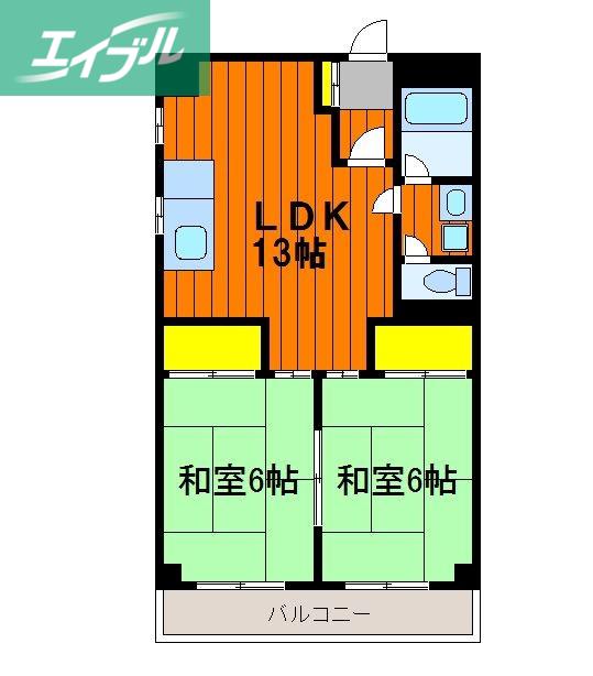 深可ヒュッテ(2LDK/2階)の間取り写真