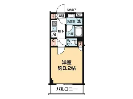 アルコバレーノ梅屋敷(1K/4階)の間取り写真