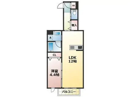 市川真間2丁目シャーメゾン(1LDK/2階)の間取り写真