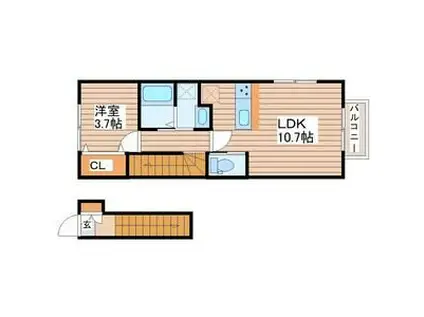 キララ鈎取本町I(1LDK/2階)の間取り写真