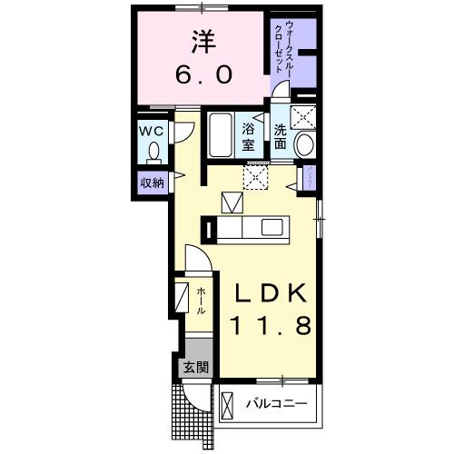 フォンターナ(1LDK/1階)の間取り写真