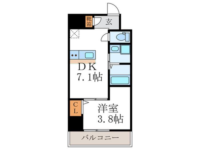 ウインズコート京都西陣(1DK/2階)の間取り写真