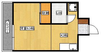 東雲コーポ(1K/3階)の間取り写真