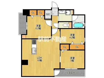 MODERN PALAZZO中洲川端PR(3LDK/5階)の間取り写真