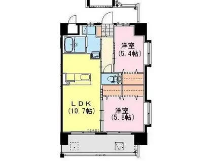 クロスワイズ神宮外苑イースト(2LDK/4階)の間取り写真