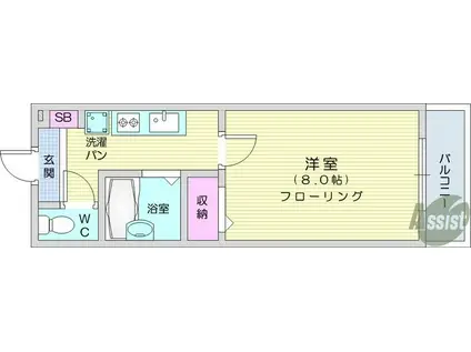 愛宕橋ステーションハイツ(1K/3階)の間取り写真