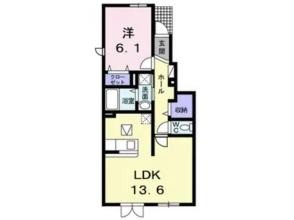 カエルムUII(1LDK/1階)の間取り写真