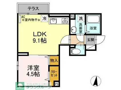 LUMIUS(1LDK/1階)の間取り写真