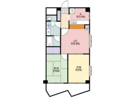 ロッジ・デ・モンタン津田沼(2LDK/3階)の間取り写真