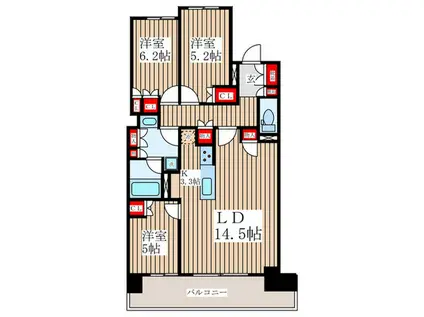 HARUMI FLAG SUN VILLAGE(3LDK/3階)の間取り写真