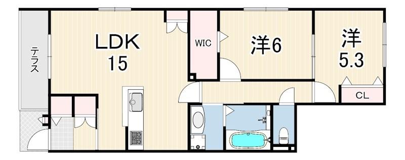 BELLE MAISON星陵台(2LDK/1階)の間取り写真