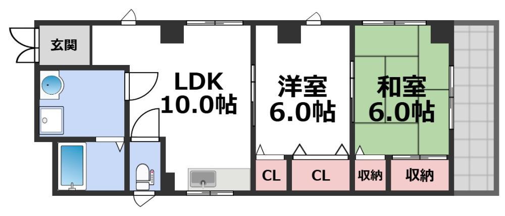 セレッソプラーサ中川(2LDK/4階)の間取り写真