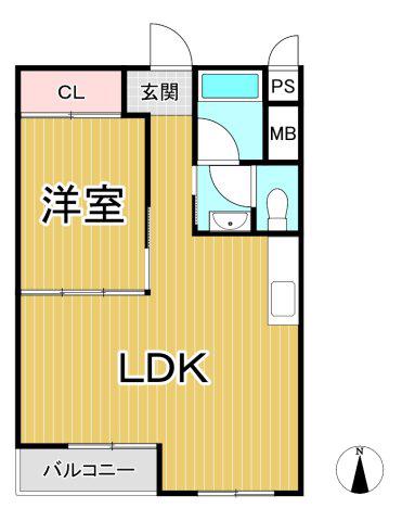 塚口コーポラス(1LDK/5階)の間取り写真
