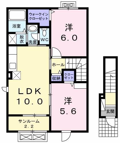 メゾン アルモニー(2LDK/2階)の間取り写真
