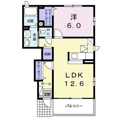 セレーノI(1LDK/1階)の間取り写真