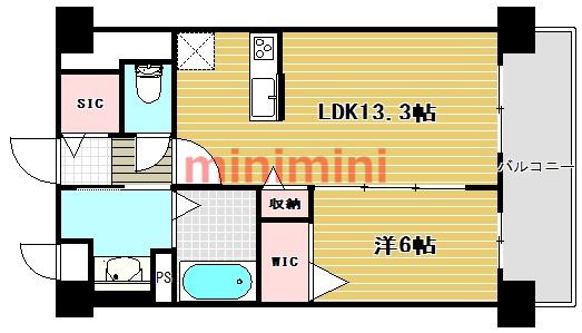 クリアコート元町(1LDK/1階)の間取り写真
