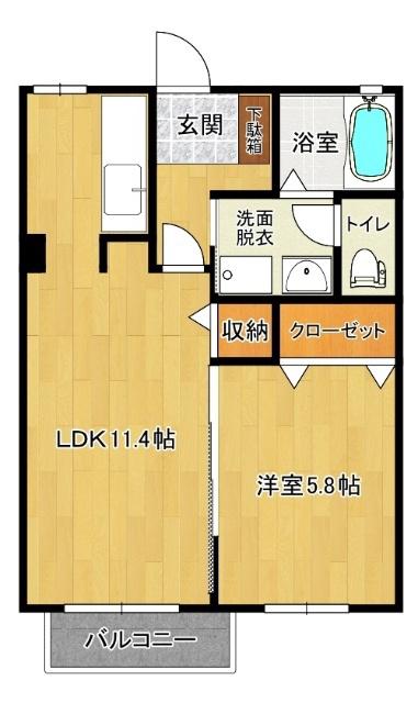 ヴィラ・ベーネ(1LDK/2階)の間取り写真