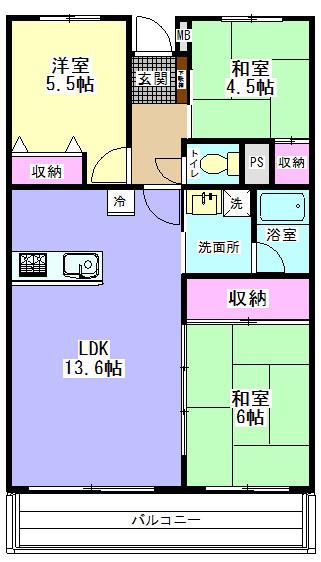 SUCCESSII(3LDK/1階)の間取り写真