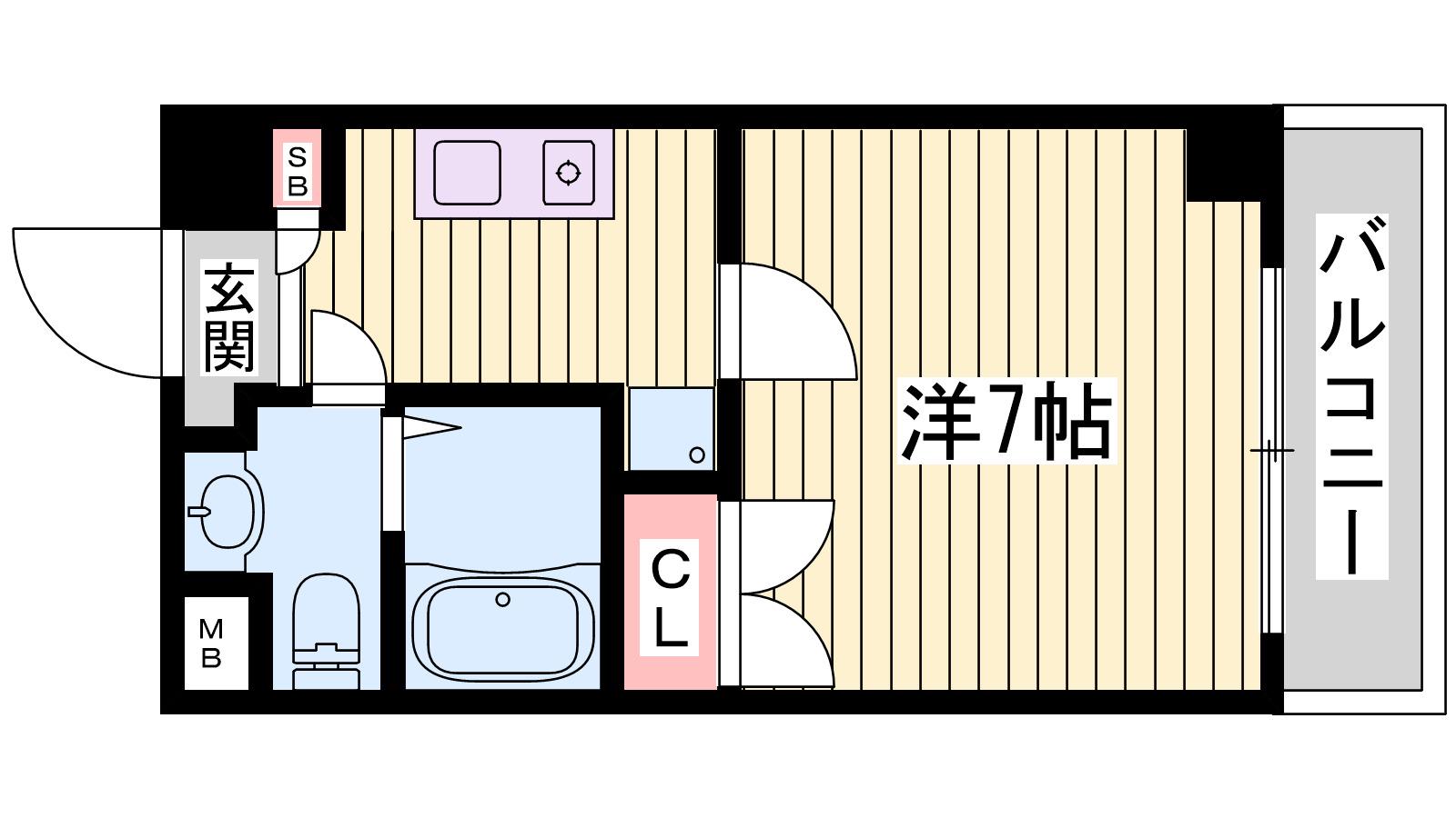 スカイヒル名谷(1K/5階)の間取り写真