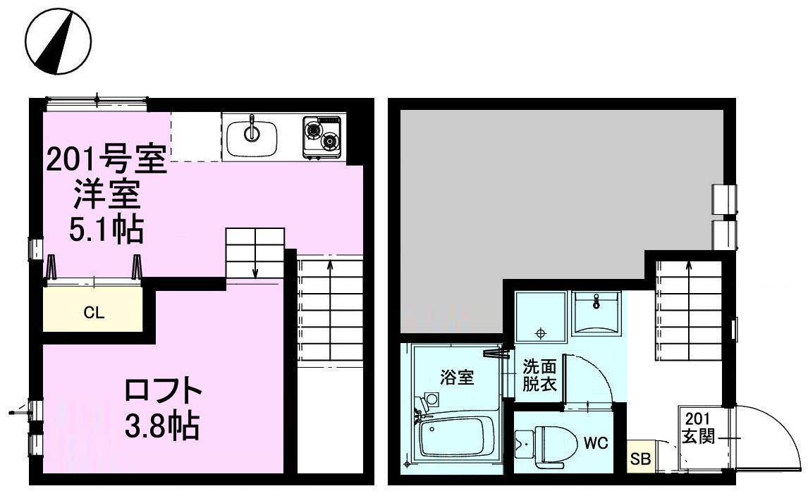 RIZEST東浦和I(ワンルーム/2階)の間取り写真