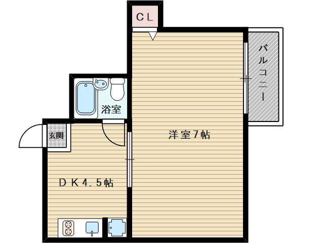 ローズマンション(1DK/3階)の間取り写真